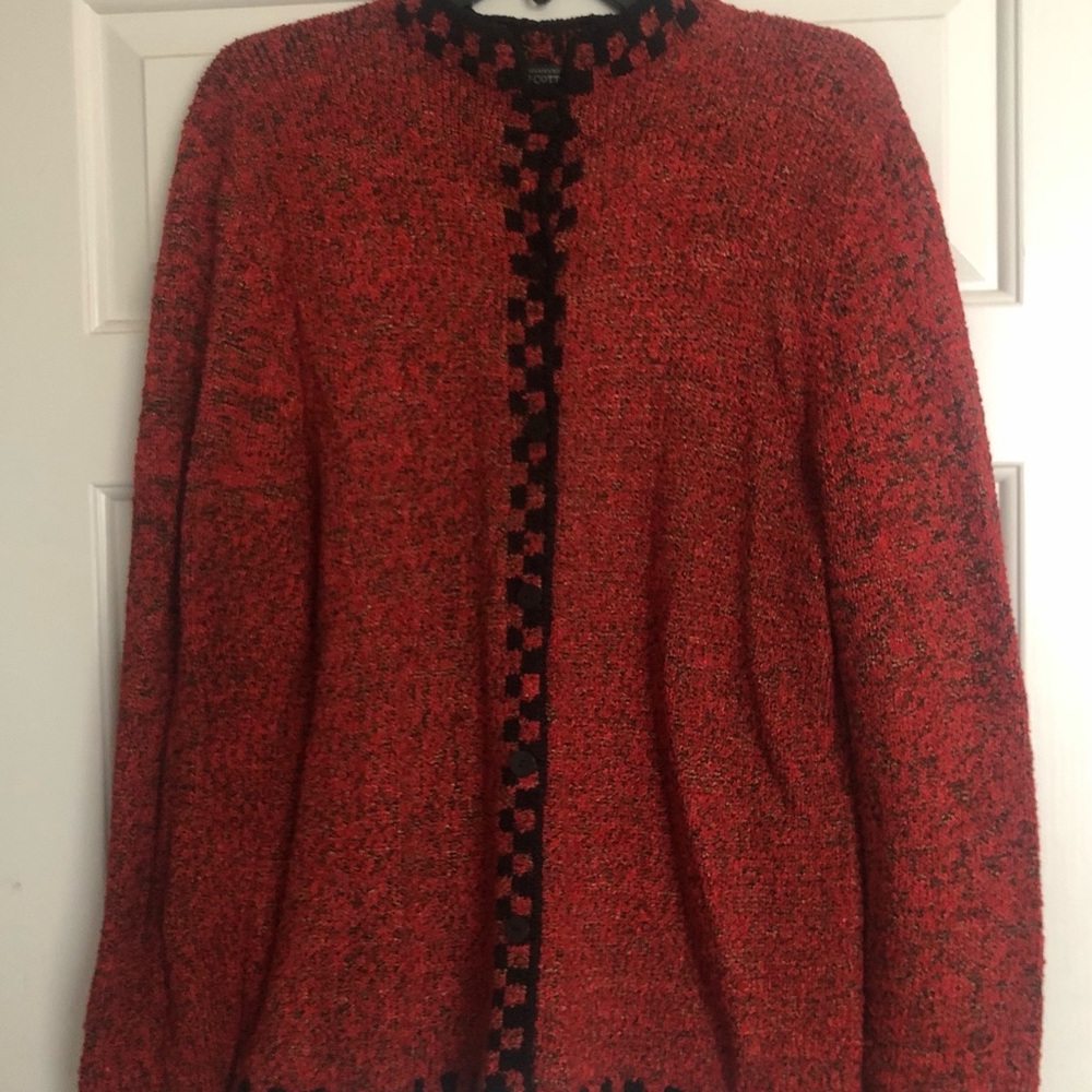 South Cotton Hand Loomed Red and Black Sweater